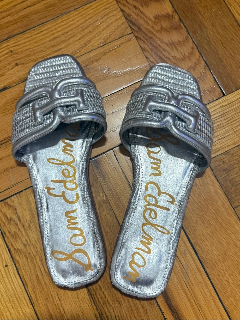 Sam Edelman Silver Braided Slide Sandal